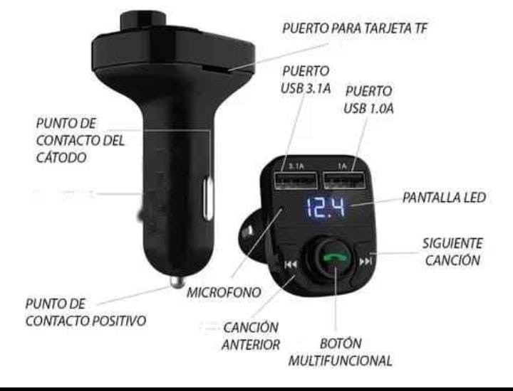 Transmisor FM para carro bluetooth X8